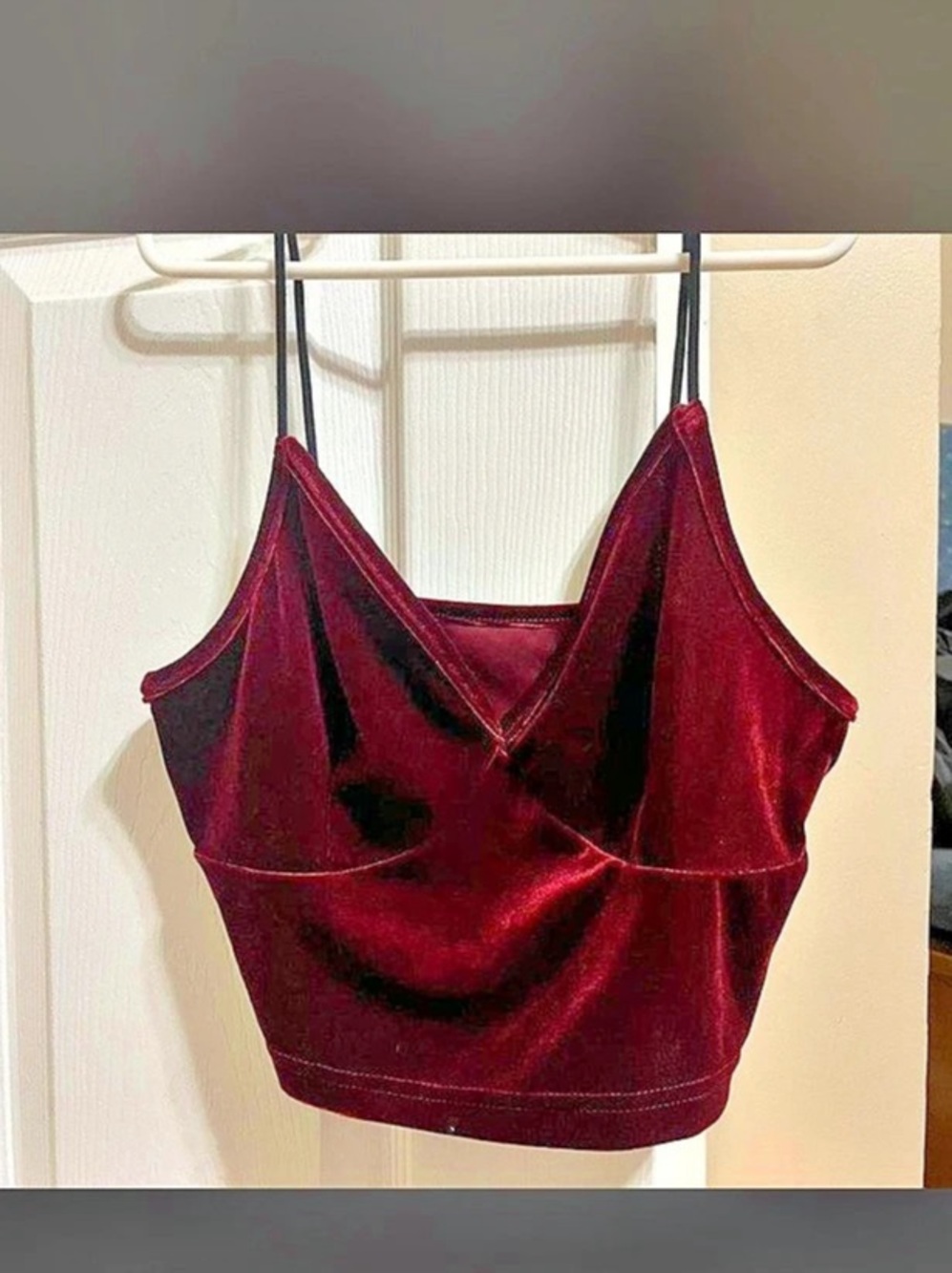 SHEIN Velvet Crop Top in maroon Size Medium Like New
